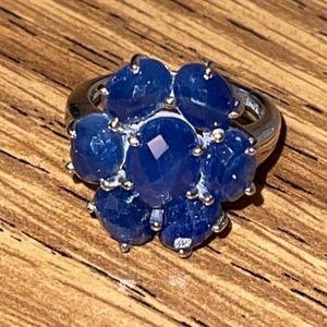 925 Sterling Silver 7 Stone Sapphire Ring